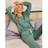 Ekouaer Womens Pajamas Set Ribbed Knit Long Sleeve Pullover Top Jogger Pants Set 2 Piece Lounge Set Sleepwear Tracksuit S-XXL(Gray Green)