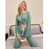 Ekouaer Womens Pajamas Set Ribbed Knit Long Sleeve Pullover Top Jogger Pants Set 2 Piece Lounge Set Sleepwear Tracksuit S-XXL(Gray Green)