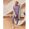 Ekouaer Womens Pajamas Set Ribbed Knit Long Sleeve Pullover Top Jogger Pants Set 2 Piece Lounge Set Sleepwear Tracksuit S-XXL(Grey Purple)