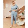 Ekouaer Womens Pajamas Set Ribbed Knit Long Sleeve Pullover Top Jogger Pants Set 2 Piece Lounge Set Sleepwear Tracksuit S-XXL(Light Blue)