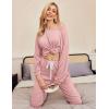 Ekouaer Womens Pajamas Set Ribbed Knit Long Sleeve Pullover Top Jogger Pants Set 2 Piece Lounge Set Sleepwear Tracksuit S-XXL(Light Pink)