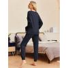 Ekouaer Womens Pajamas Set Ribbed Knit Long Sleeve Pullover Top Jogger Pants Set 2 Piece Lounge Set Sleepwear Tracksuit S-XXL(Navy)