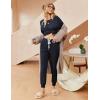 Ekouaer Womens Pajamas Set Ribbed Knit Long Sleeve Pullover Top Jogger Pants Set 2 Piece Lounge Set Sleepwear Tracksuit S-XXL(Navy)