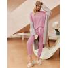 Ekouaer Womens Pajamas Set Ribbed Knit Long Sleeve Pullover Top Jogger Pants Set 2 Piece Lounge Set Sleepwear Tracksuit S-XXL(Pink)