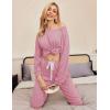 Ekouaer Womens Pajamas Set Ribbed Knit Long Sleeve Pullover Top Jogger Pants Set 2 Piece Lounge Set Sleepwear Tracksuit S-XXL(Pink)