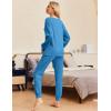 Ekouaer Womens Pajamas Set Ribbed Knit Long Sleeve Pullover Top Jogger Pants Set 2 Piece Lounge Set Sleepwear Tracksuit S-XXL(Royal Blue)
