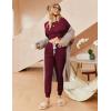 Ekouaer Womens Pajamas Set Ribbed Knit Long Sleeve Pullover Top Jogger Pants Set 2 Piece Lounge Set Sleepwear Tracksuit S-XXL(Wine)