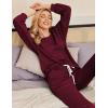 Ekouaer Womens Pajamas Set Ribbed Knit Long Sleeve Pullover Top Jogger Pants Set 2 Piece Lounge Set Sleepwear Tracksuit S-XXL(Wine)
