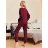 Ekouaer Womens Pajamas Set Ribbed Knit Long Sleeve Pullover Top Jogger Pants Set 2 Piece Lounge Set Sleepwear Tracksuit S-XXL(Wine)