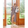 Ekouaer Womens Robe Long Bathrobe Lightweight Soft Knit Kimono Robes Ladies Casual Sleepwear S-3XL(Light Brown)