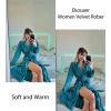 Ekouaer Women’s Robe Long Velvet Long Length Bathrobe Soft Warm Sleepwear Shawl Collar Casual Ladies Loungewear(A_dark Peacock Blue)
