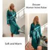 Ekouaer Women’s Robe Long Velvet Long Length Bathrobe Soft Warm Sleepwear Shawl Collar Casual Ladies Loungewear(A_dark Peacock Blue)