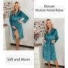 Ekouaer Women’s Robe Long Velvet Long Length Bathrobe Soft Warm Sleepwear Shawl Collar Casual Ladies Loungewear(A_dark Peacock Blue)