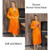 Ekouaer Women’s Robe Long Velvet Long Length Bathrobe Soft Warm Sleepwear Shawl Collar Casual Ladies Loungewear(A_orange)