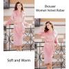 Ekouaer Women’s Robe Long Velvet Long Length Bathrobe Soft Warm Sleepwear Shawl Collar Casual Ladies Loungewear(A_pink)