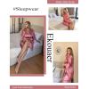 Ekouaer Womens Silk Robe Short Lace Trim Satin Robe 3/4 Sleeve Sexy Kimono Bride Bathrobe Comfy Sleepwear with Pockets(Gray Purple)