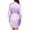 Ekouaer Womens Silk Robe Short Lace Trim Satin Robe 3/4 Sleeve Sexy Kimono Bride Bathrobe Comfy Sleepwear with Pockets(Lavender)