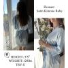 Ekouaer Womens Silk Robe Short Lace Trim Satin Robe 3/4 Sleeve Sexy Kimono Bride Bathrobe Comfy Sleepwear with Pockets(Light Blue)