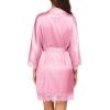 Ekouaer Womens Silk Robe Short Lace Trim Satin Robe 3/4 Sleeve Sexy Kimono Bride Bathrobe Comfy Sleepwear with Pockets(Peach Pink)