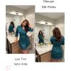 Ekouaer Womens Silk Robe Short Lace Trim Satin Robe 3/4 Sleeve Sexy Kimono Bride Bathrobe Comfy Sleepwear with Pockets(Peacock Blue)