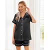 Ekouaer Womens Silk Satin Pajama Sets Soft Short Sleeve Button Down Sleepwear Top and Shorts 2 Piece Pjs Lounge Set(Black)