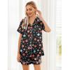 Ekouaer Womens Silk Satin Pajama Sets Soft Short Sleeve Button Down Sleepwear Top and Shorts 2 Piece Pjs Lounge Set(Christmas Black)