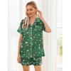 Ekouaer Womens Silk Satin Pajama Sets Soft Short Sleeve Button Down Sleepwear Top and Shorts 2 Piece Pjs Lounge Set(Christmas Green)