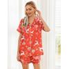 Ekouaer Womens Silk Satin Pajama Sets Soft Short Sleeve Button Down Sleepwear Top and Shorts 2 Piece Pjs Lounge Set(Christmas Red Deer)