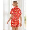 Ekouaer Womens Silk Satin Pajama Sets Soft Short Sleeve Button Down Sleepwear Top and Shorts 2 Piece Pjs Lounge Set(Christmas Red Deer)