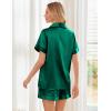Ekouaer Womens Silk Satin Pajama Sets Soft Short Sleeve Button Down Sleepwear Top and Shorts 2 Piece Pjs Lounge Set(Dark Green)
