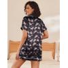 Ekouaer Womens Silk Satin Pajama Sets Soft Short Sleeve Button Down Sleepwear Top and Shorts 2 Piece Pjs Lounge Set(Floral Black White)