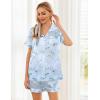Ekouaer Womens Silk Satin Pajama Sets Soft Short Sleeve Button Down Sleepwear Top and Shorts 2 Piece Pjs Lounge Set(Floral Light Blue)