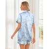Ekouaer Womens Silk Satin Pajama Sets Soft Short Sleeve Button Down Sleepwear Top and Shorts 2 Piece Pjs Lounge Set(Floral Light Blue)