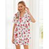 Ekouaer Womens Silk Satin Pajama Sets Soft Short Sleeve Button Down Sleepwear Top and Shorts 2 Piece Pjs Lounge Set(Floral White Red)