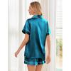 Ekouaer Womens Silk Satin Pajama Sets Soft Short Sleeve Button Down Sleepwear Top and Shorts 2 Piece Pjs Lounge Set(Lake Blue)
