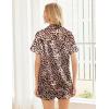 Ekouaer Womens Silk Satin Pajama Sets Soft Short Sleeve Button Down Sleepwear Top and Shorts 2 Piece Pjs Lounge Set(Leopard)
