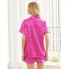 Ekouaer Womens Silk Satin Pajama Sets Soft Short Sleeve Button Down Sleepwear Top and Shorts 2 Piece Pjs Lounge Set(Leopard Hot Pink)