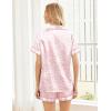 Ekouaer Womens Silk Satin Pajama Sets Soft Short Sleeve Button Down Sleepwear Top and Shorts 2 Piece Pjs Lounge Set(Leopard Pink)