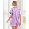 Ekouaer Womens Silk Satin Pajama Sets Soft Short Sleeve Button Down Sleepwear Top and Shorts 2 Piece Pjs Lounge Set(Lilac)