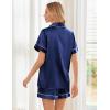 Ekouaer Womens Silk Satin Pajama Sets Soft Short Sleeve Button Down Sleepwear Top and Shorts 2 Piece Pjs Lounge Set(Navy)