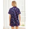 Ekouaer Womens Silk Satin Pajama Sets Soft Short Sleeve Button Down Sleepwear Top and Shorts 2 Piece Pjs Lounge Set(Navy Wineglass)