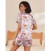 Ekouaer Womens Silk Satin Pajama Sets Soft Short Sleeve Button Down Sleepwear Top and Shorts 2 Piece Pjs Lounge Set(Pink-tiger)