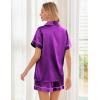 Ekouaer Womens Silk Satin Pajama Sets Soft Short Sleeve Button Down Sleepwear Top and Shorts 2 Piece Pjs Lounge Set(Purple)