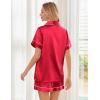 Ekouaer Womens Silk Satin Pajama Sets Soft Short Sleeve Button Down Sleepwear Top and Shorts 2 Piece Pjs Lounge Set(Red)