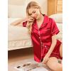 Ekouaer Womens Silk Satin Pajama Sets Soft Short Sleeve Button Down Sleepwear Top and Shorts 2 Piece Pjs Lounge Set(Red)
