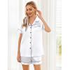 Ekouaer Womens Silk Satin Pajama Sets Soft Short Sleeve Button Down Sleepwear Top and Shorts 2 Piece Pjs Lounge Set(White)