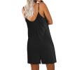 Ekouaer Womens Summer Casual Sleeveless Romper Adjustable Spaghetti Strap Shorts Jumpsuits with Pockets 2025 Clothes(Black)