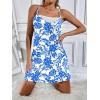 Ekouaer Womens Summer Casual Sleeveless Romper Adjustable Spaghetti Strap Shorts Jumpsuits with Pockets 2025 Clothes(Blue Floral)