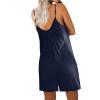 Ekouaer Womens Summer Casual Sleeveless Romper Adjustable Spaghetti Strap Shorts Jumpsuits with Pockets 2025 Clothes(Navy Blue)