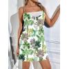 Ekouaer Womens Summer Casual Sleeveless Romper Adjustable Spaghetti Strap Shorts Jumpsuits with Pockets 2025 Clothes(Plant)